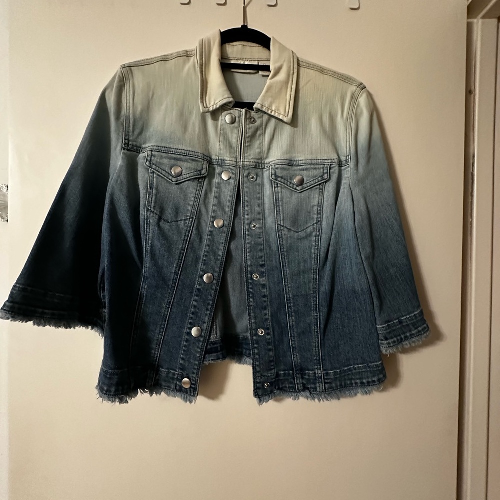 Chico's Blue and White Gradient Jean Jacket